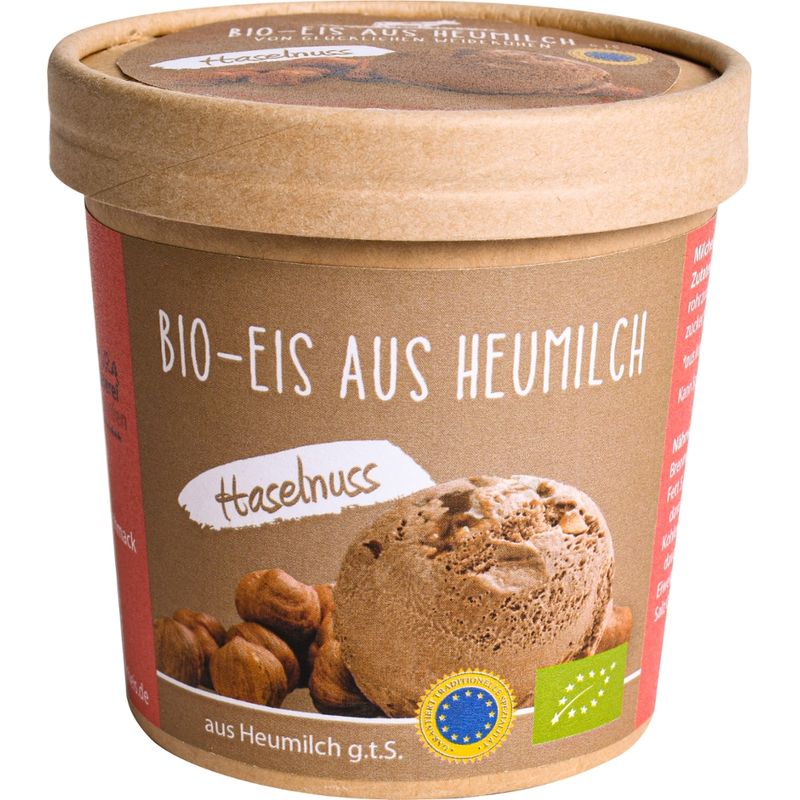 Bio - Heumilcheis Manufaktur Hohenlohe Bio - Eis aus Heumilch g.t.S. Haselnuss 300ml - Produktbild