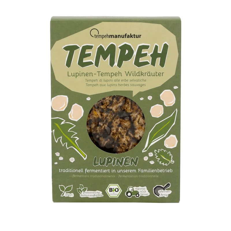 tempehmanufaktur  Lupinen-Tempeh Wildkräuter - mariniert mit würzigen, heimischen Wildkräutern - Produktbild