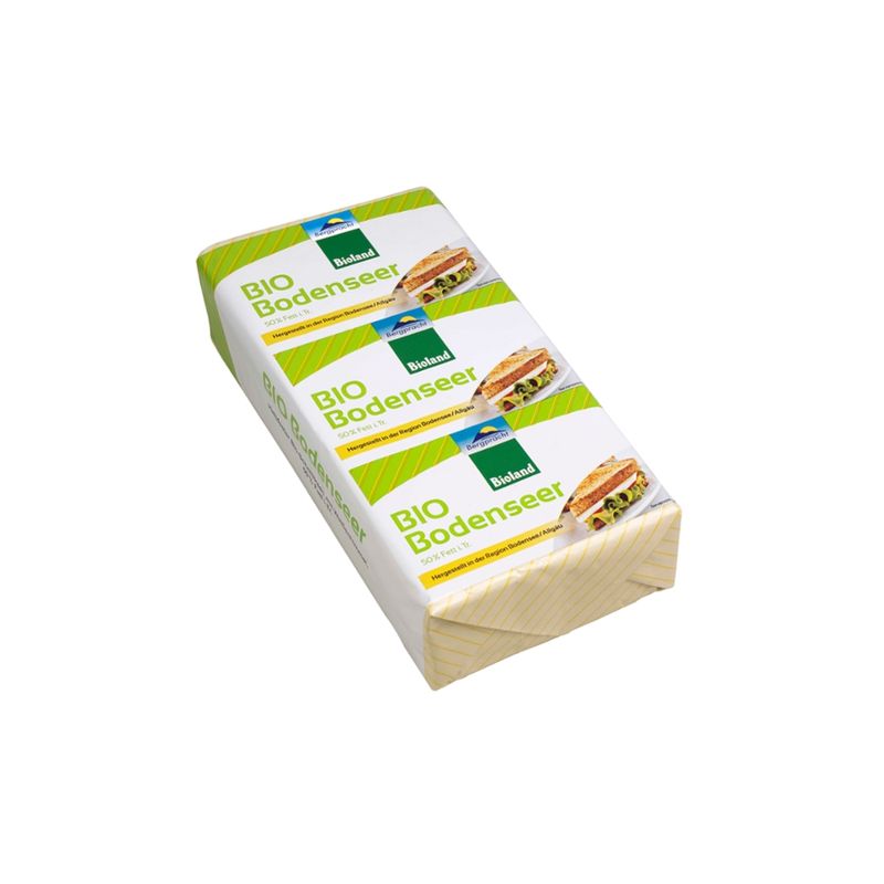 Bergpracht Bioland Bio Bodenseer 50% Fett i. Tr., Block, laktosefrei durch natürliche Reifung - Produktbild
