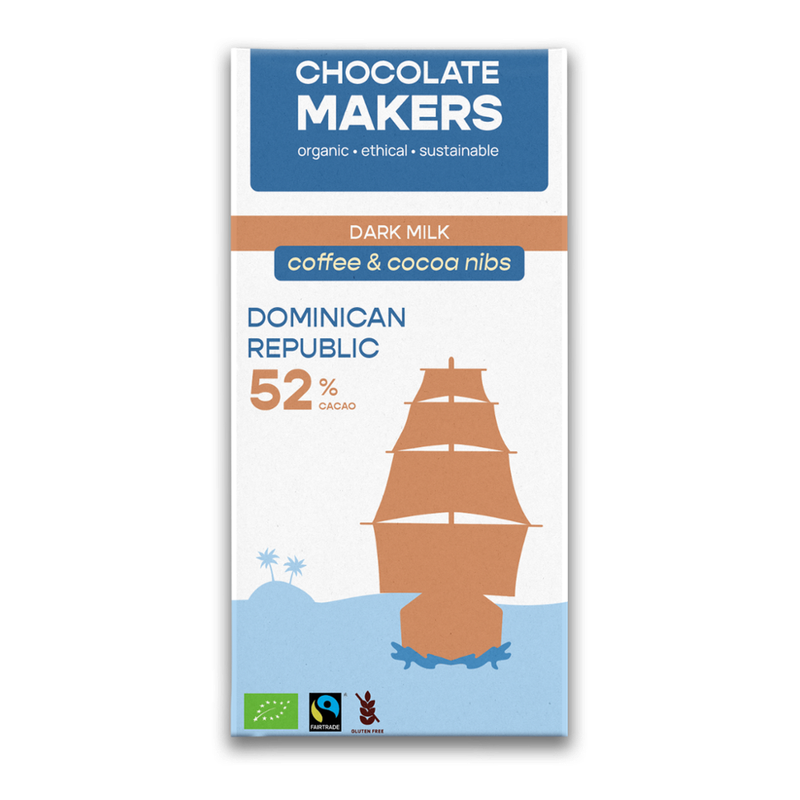 Chocolatemakers Dominikanische Republik Dunkle Milch 52% Kaffe & Kakaonibs - Produktbild