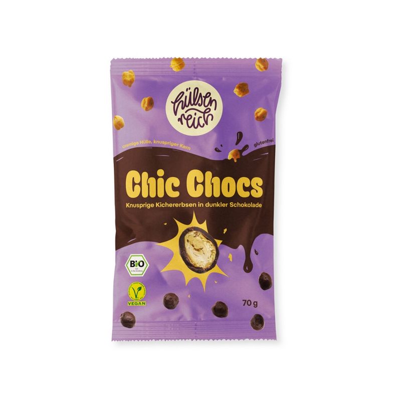 Hülsenreich Chic Choc - Kichererbsen in dunkler Schokolade - Produktbild