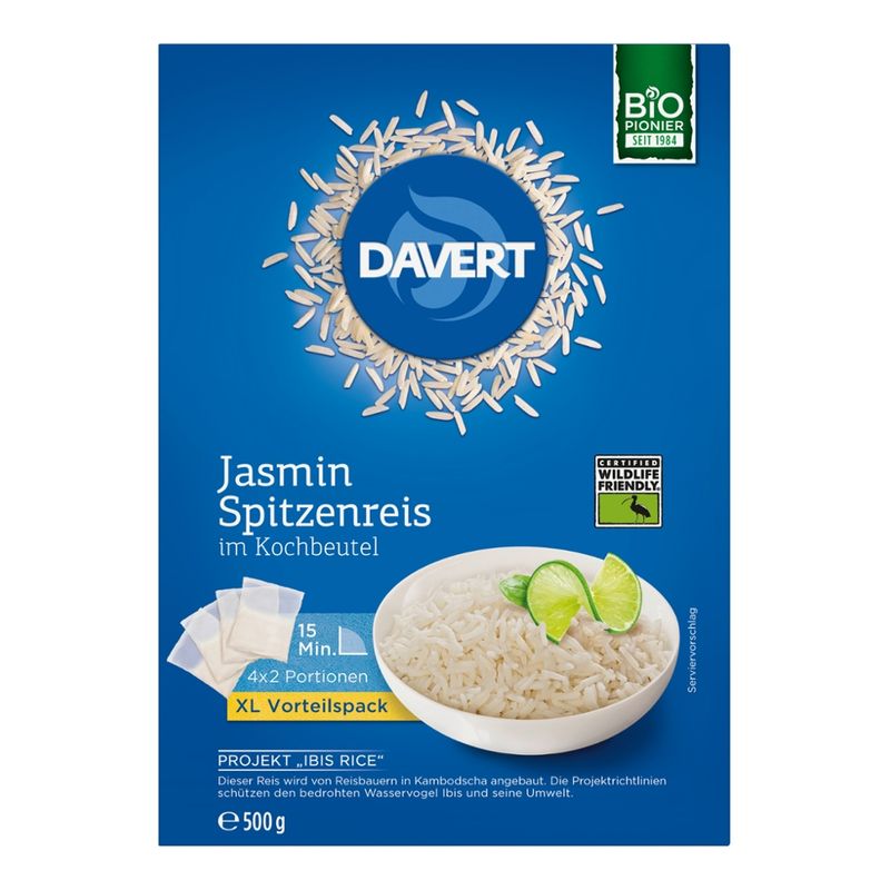 Davert Jasmin Spitzenreis im Kochbeutel Ibis Rice 500g - Produktbild