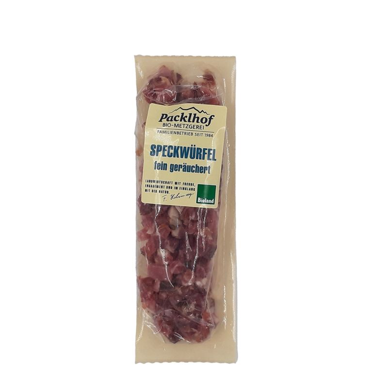 Packlhof Schweinebauch roh, geräuchert, gewürfelt 100g VAC/SB - Produktbild