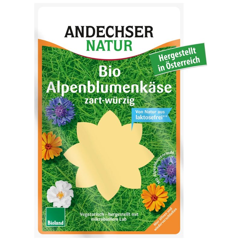 Andechser Natur Bio Alpenblumenkäse 50% Scheiben - Produktbild