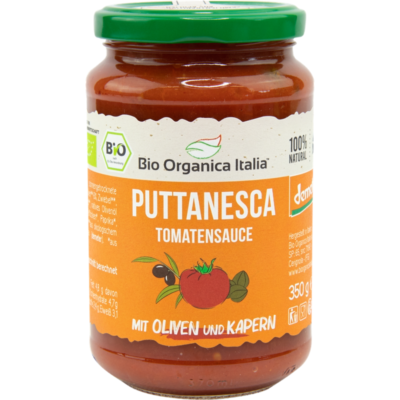 Bio Organica Italia Puttanesca Tomatensauce mit Oliven und Kapern DEMETER 350 g - Produktbild