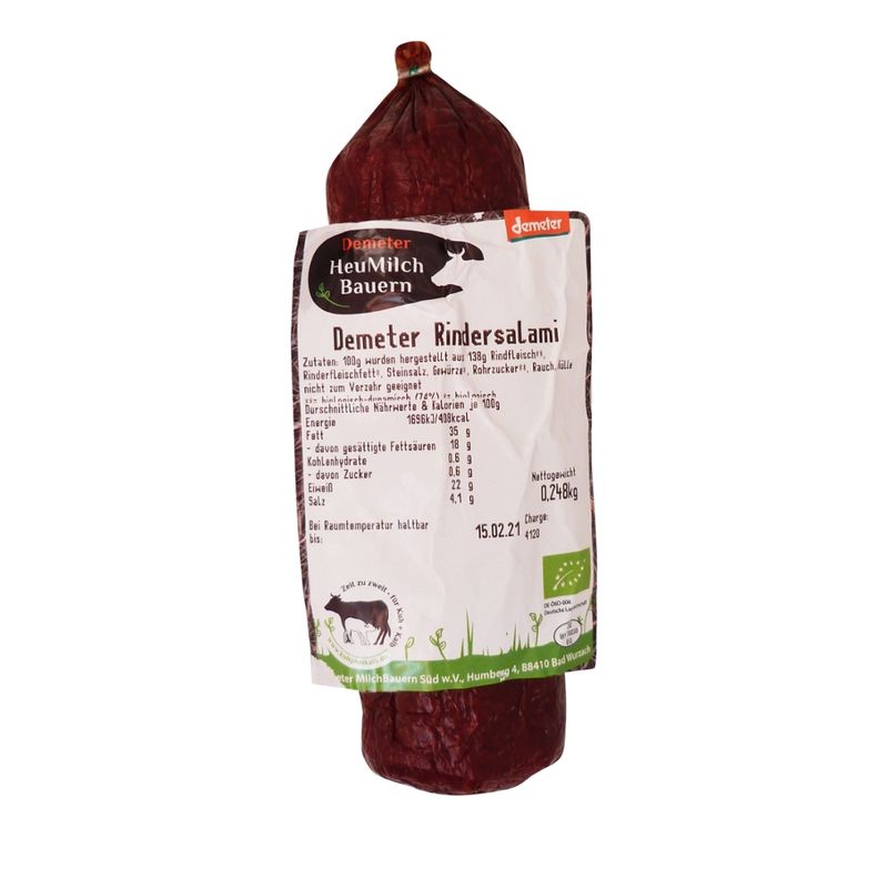 Demeter HeuMilchBauern Demeter Portions-Salami Rind Natur - Produktbild