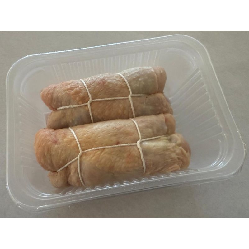 Freiländer Bio Geflügel Bio hähnchenroulade küchenfertig, mit Zwiebeln und Essiggurke lecker abgeschmeckt - Produktbild