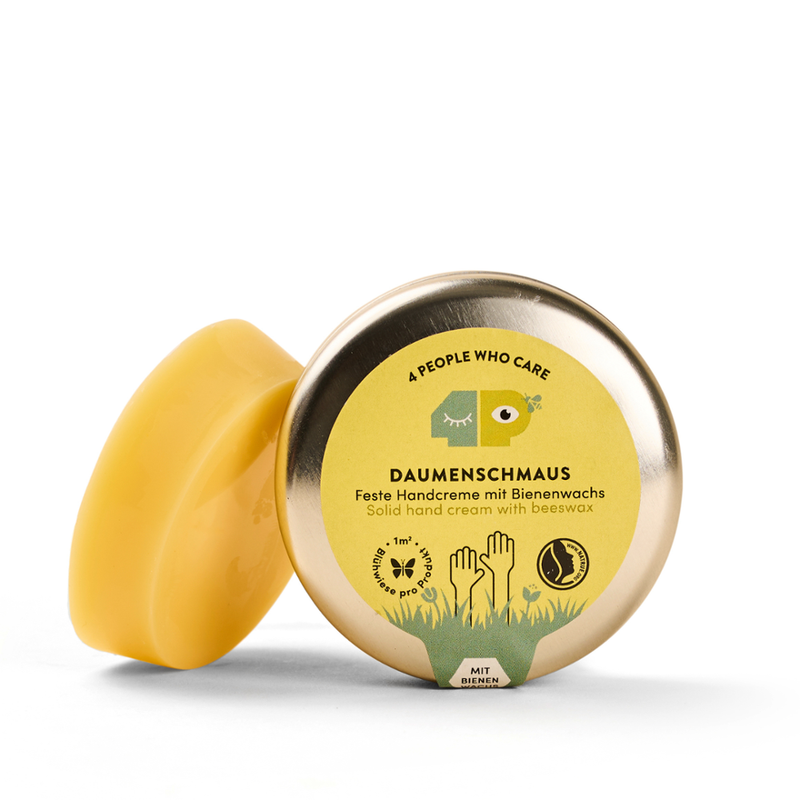 4peoplewhocare Daumenschmaus - Feste Handcreme mit Bienenwachs in der Dose - Produktbild
