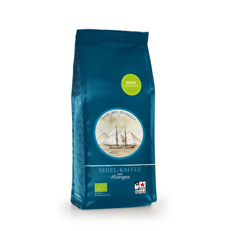 Café Chavalo Segel-Kaffee aus Nicaragua, bio, 250g, gemahlen. Biologisch angebauter Ursprungskaffee aus Fairem Handel. - Produktbild