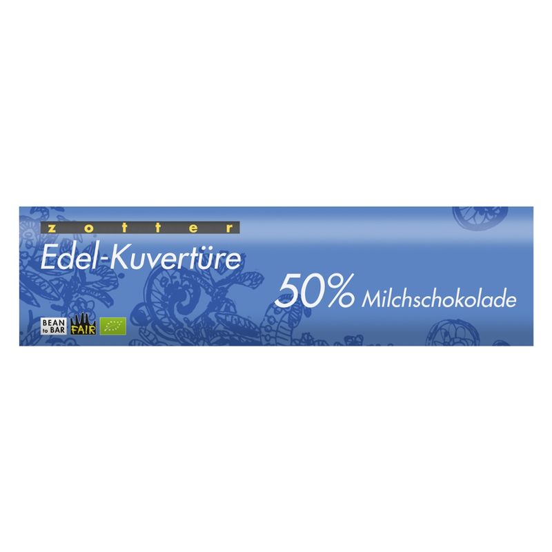 Zotter Schokolade Edel-Kuvertüre 50% Milchschokolade - Produktbild