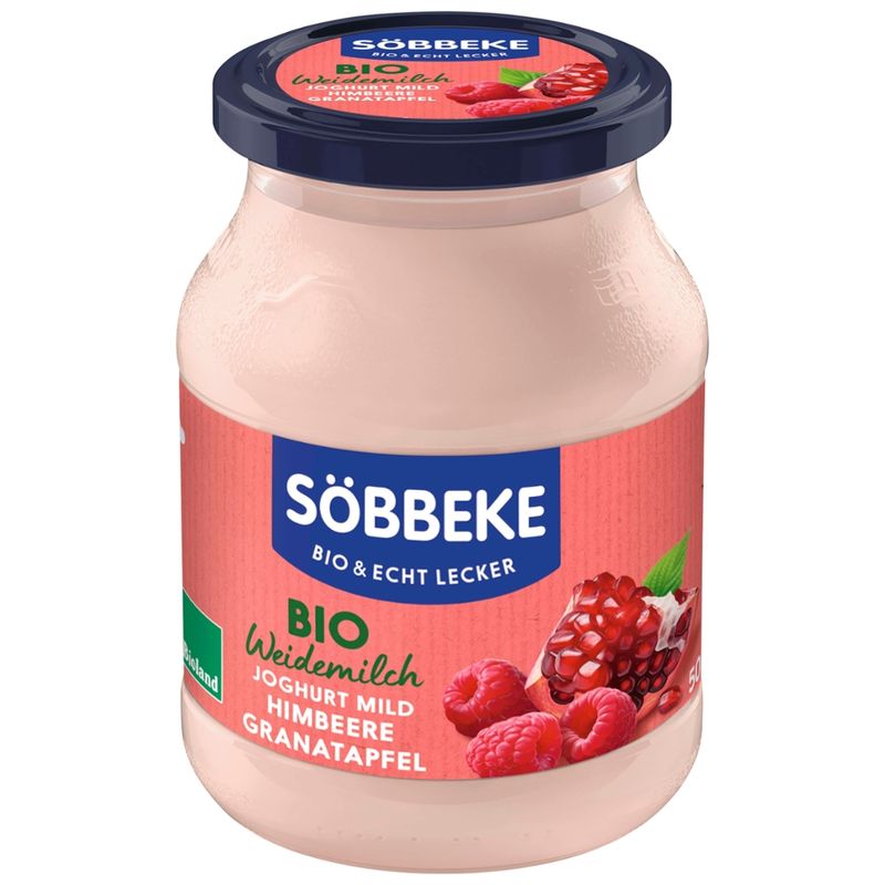 Söbbeke Bio Weidemilch Joghurt mild Himbeere-Granatapfel 3,8 % Fett - Produktbild