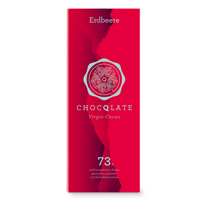 ChocQlate Virgin Cacao Schokolade Erdbeere , 73% Kakao, 75g - Produktbild