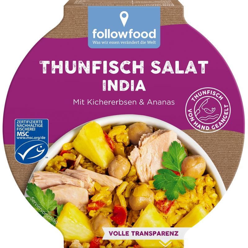 followfood Thunfisch-Salat Indian Curry, mit Thunfisch aus Angelruten- Fischerei und exotischen Bio-Zutaten - Produktbild