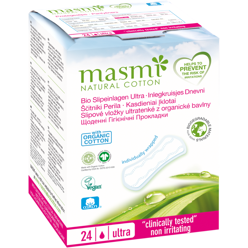 MASMI ORGANIC CARE Bio Slipeinlagen Ultra aus 100% GOTS Bio Baumwolle MASMI - Einzeln verpackt - Produktbild