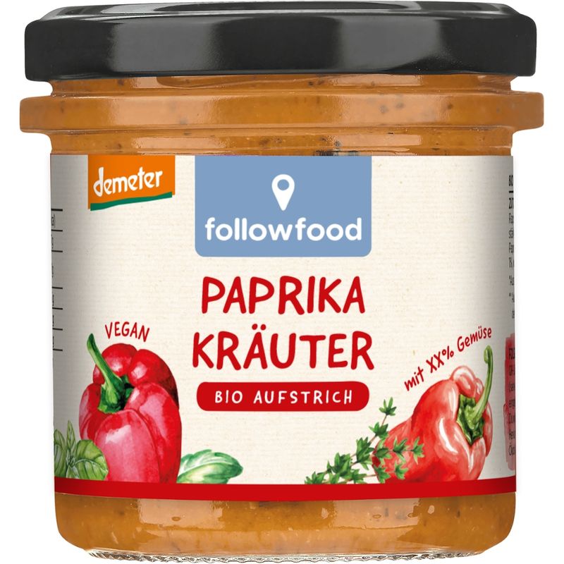 followfood Bio Aufstrich Paprika Kräuter vegan demeter - Produktbild