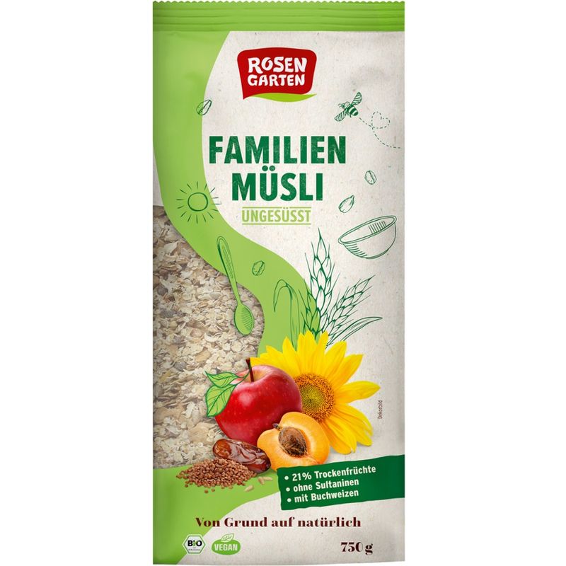 Rosengarten Familien-Müsli ungesüßt - Produktbild