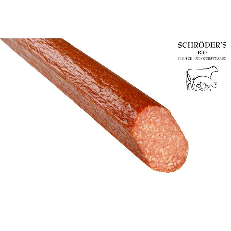 Schröder's Bio Fleisch- und Wurstwaren Geflügelmettwurst mit Rindfleisch, geräuchert 1/2 Stück ca. 400 g - Produktbild