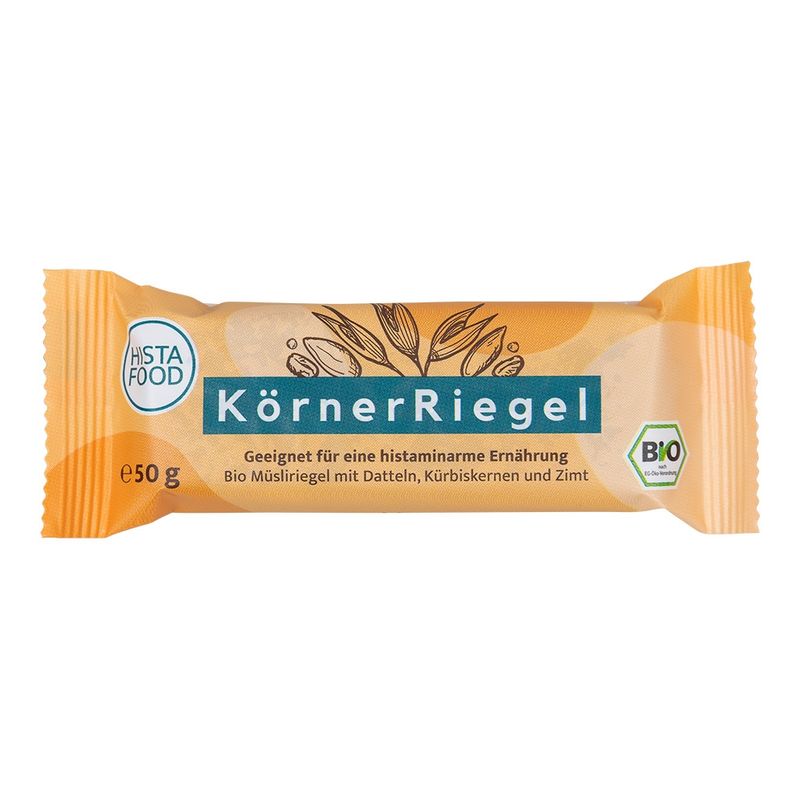 HistaFood HistaFood Bio KörnerRiegel mit Datteln, Küsbiskernen und Zimt.  Geeignet für eine histaminarme Ernährung, glutenfrei, laktosefrei, vegan - Produktbild