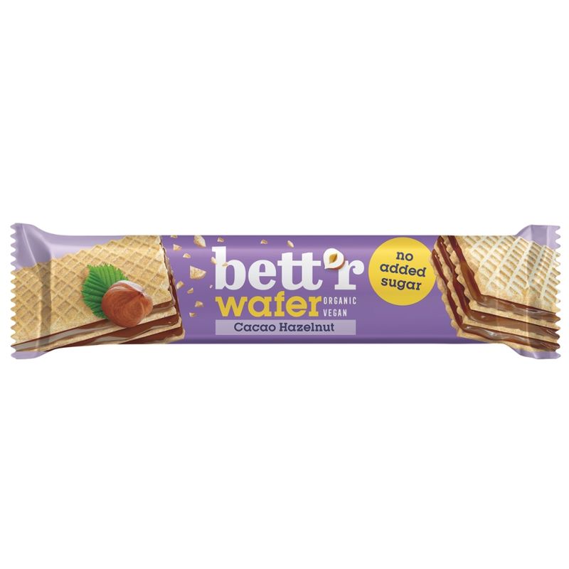 Bett'r vegane Waffel ohne Zuckerzusatz mit Haselnuss-Kakao-Cremefüllung - Produktbild