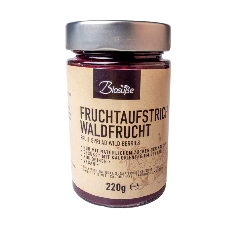 Biosüße BioSüße Bio-Fruchtaufstrich zuckerfrei Waldfrucht 220g Glas - Produktbild