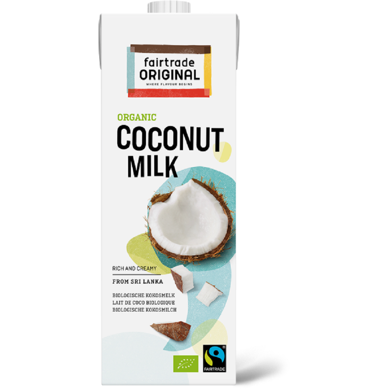 Fairtrade Original Biologische Kokosmilch aus Sri Lanka. Fair gehandelt. Reichhaltig und cremig. 1L - Produktbild