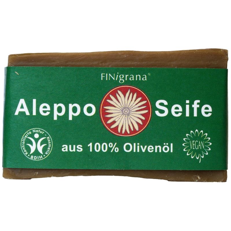 FINigrana® Naturkosmetik FINigrana Aleppo reine Olivenseife, 200g traditionell handgeschnittener Naturblock, sehr milde Pflanzenseife für alle Hauttypen geeignet - Produktbild