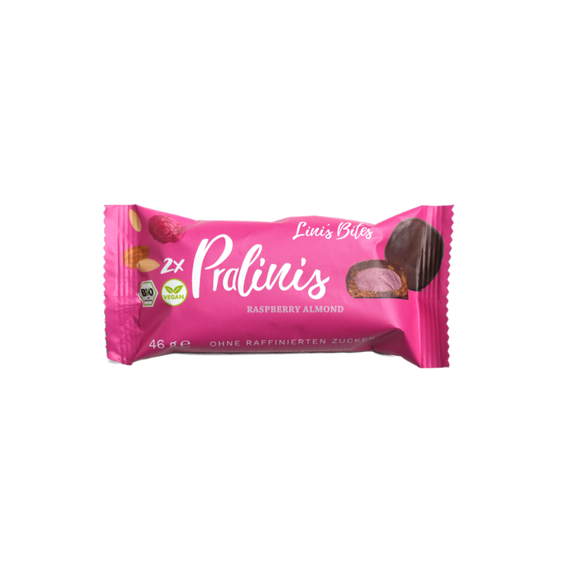 Lini's Bites Raspberry Almond Pralinis Bio Dattel-Kugeln - Produktbild