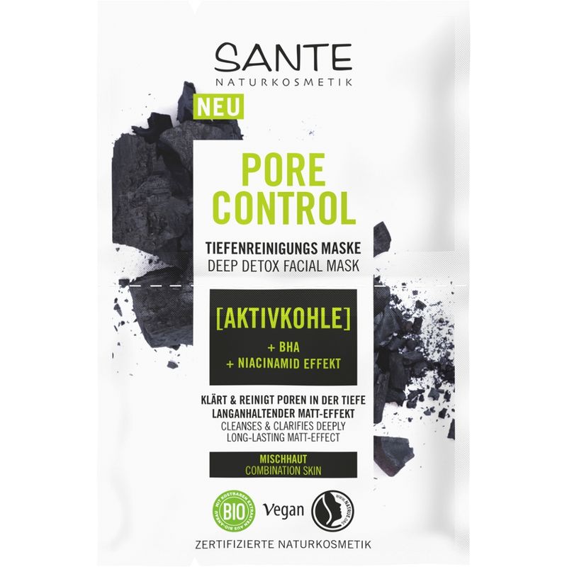 Sante Pore Control Tiefenreinigungsmaske mit Aktivkohle, BHA & Niacinamid Effekt - Produktbild