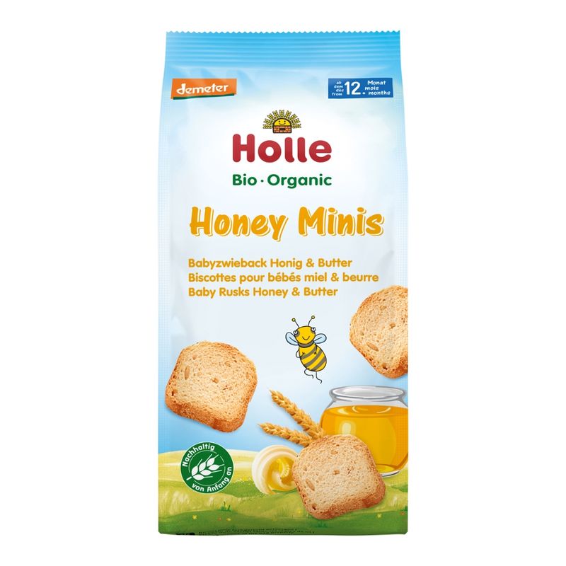 Holle  Bio-Honey Minis Babyzwieback Honig & Butter - Produktbild