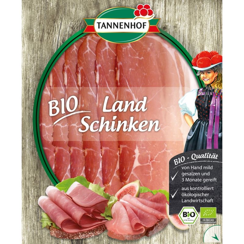 Tannenhof  Bio Landschinken geräuchert 100g SB gefächert egalisiert - Produktbild