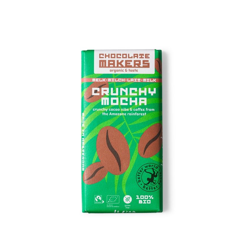 Chocolatemakers Bio Fairtrade Crunchy Mocha - Milchschokolade mit Kakaonibs und Kaffee - Produktbild