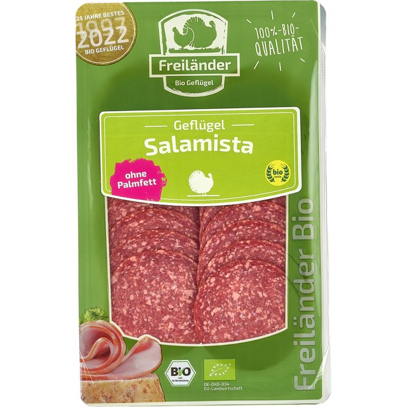 Freiländer Bio Geflügel Salamista - Geflügelsalami, Bio, frisch, 3er Beutel MAP - Produktbild