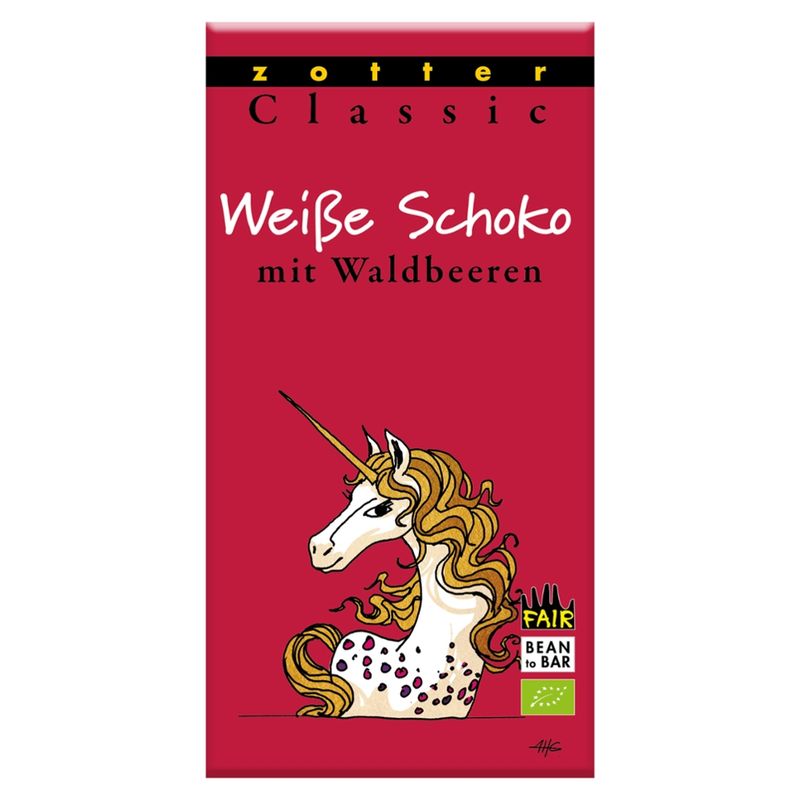 Zotter Schokolade Classic Weiße Schokolade mit Waldbeeren - Produktbild