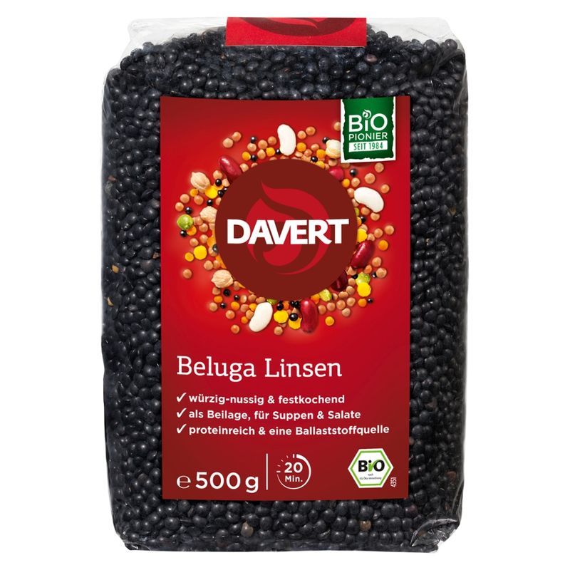 Davert Beluga Linsen, schwarz 500g - Produktbild
