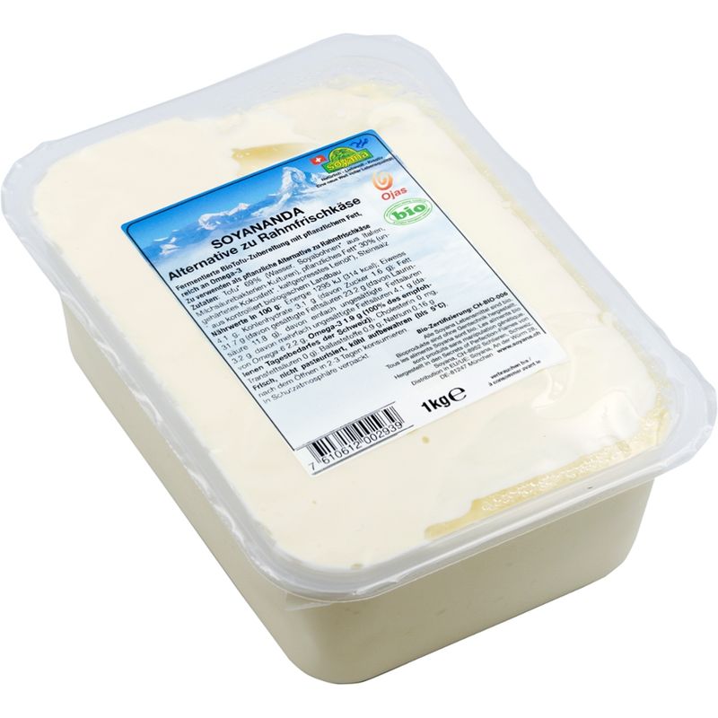 Soyana Soyananda Rahmfrischkäse - vegane Alternative zu Rahmfrischkäse aus fermentiertem BioSoya 1kg Gastrogebinde - Produktbild