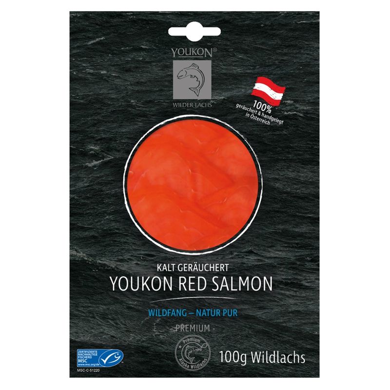 Youkon Wilder Lachs  Youkon Wildlachs Red Salmon (Oncorhynchus nerka) 100g, kalt geräuchert, MSC zertifiziert - Produktbild