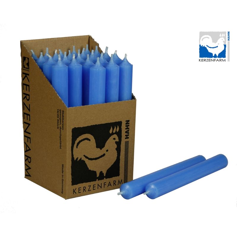 Kerzenfarm Hahn Paraffin Stabkerze, hellblau, 22x180mm - Produktbild