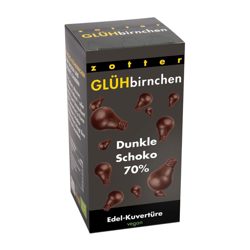 Zotter Schokolade Glühbirnchen - Dunkle Schoko 70% - Produktbild