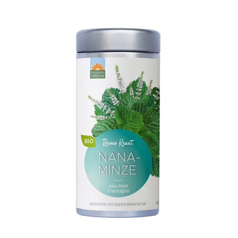 Kräutergarten Pommerland Nanaminze, erfrischender Bio-Kräutertee in der Vorratsdose - Produktbild