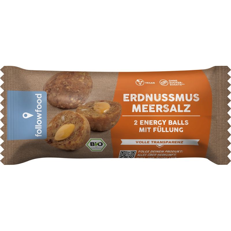 followfood 2 Energy Balls mit Füllung: Erdnussmus, Meersalz - Produktbild