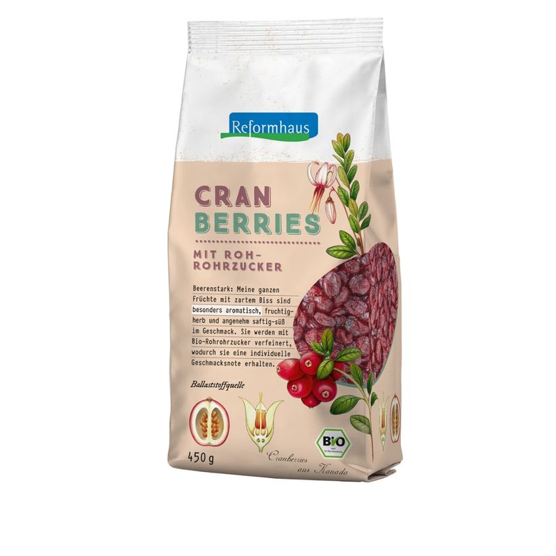 Reformhaus Cranberries, ganz, gesüßt, bio - Produktbild