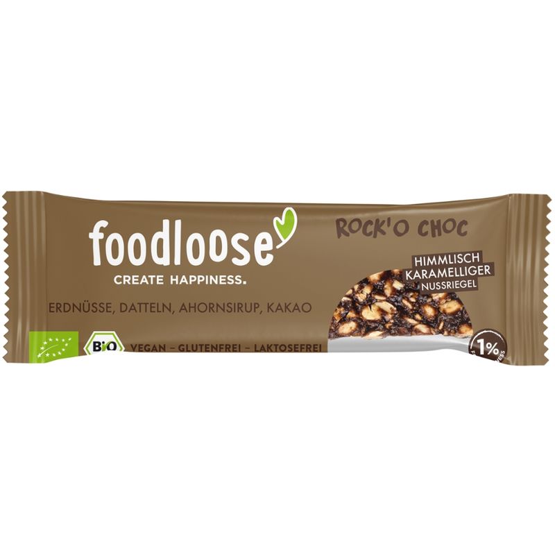 foodloose Bio-Nussriegel Rock O Choc, vegan, glutenfrei, laktosefrei - Produktbild