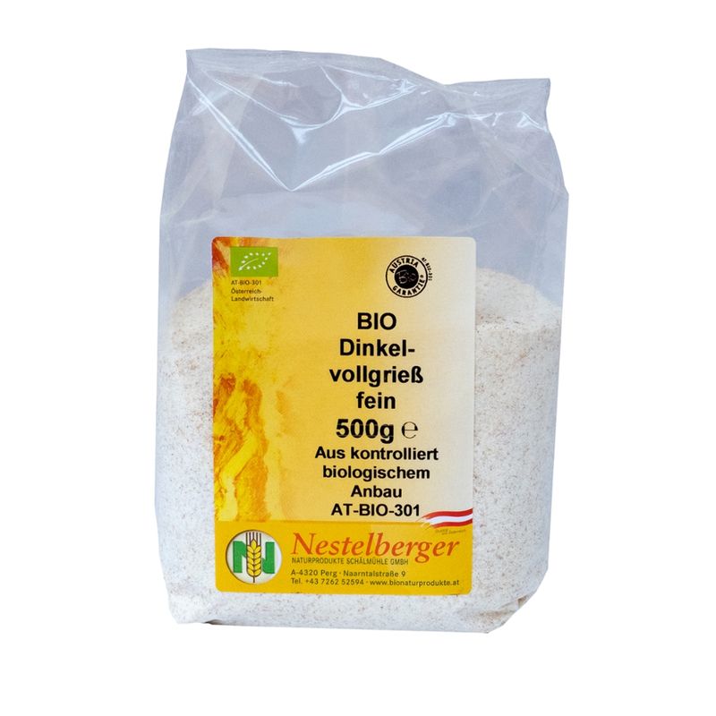 Nestelberger Bio Dinkelvollkorngrieß fein 500g - Produktbild