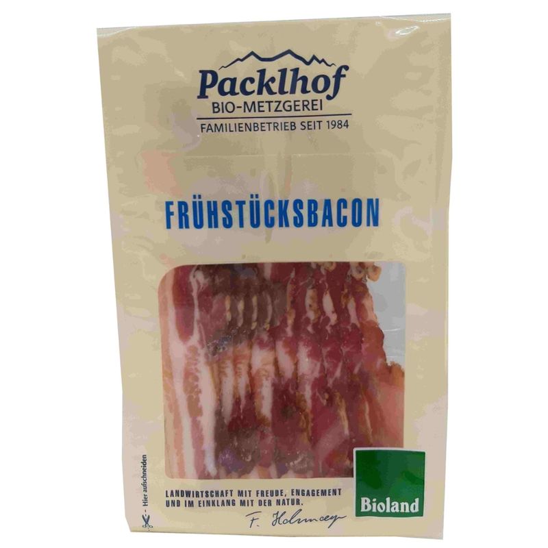 Packlhof Frühstücksbacon, geschnitten 100g GS/MAP/SB - Produktbild