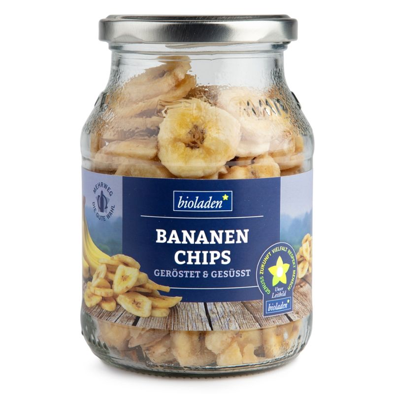 bioladen Bananenchips geröstet & gesüßt im Pfandglas - Produktbild