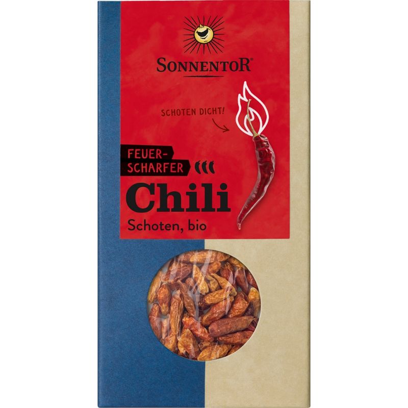 Sonnentor Chili feuerscharf Schoten ganz, Packung - Produktbild