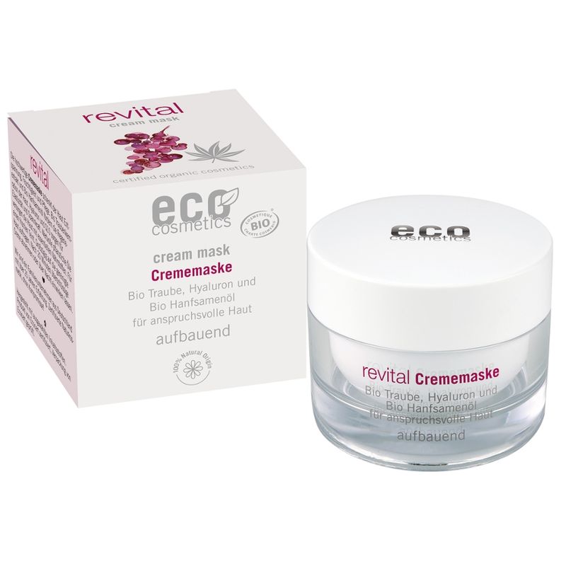 eco cosmetics revital Crememaske mit Bio Traubenkernextrakt, Hyaluron und Bio Hanfsamenöl - Produktbild