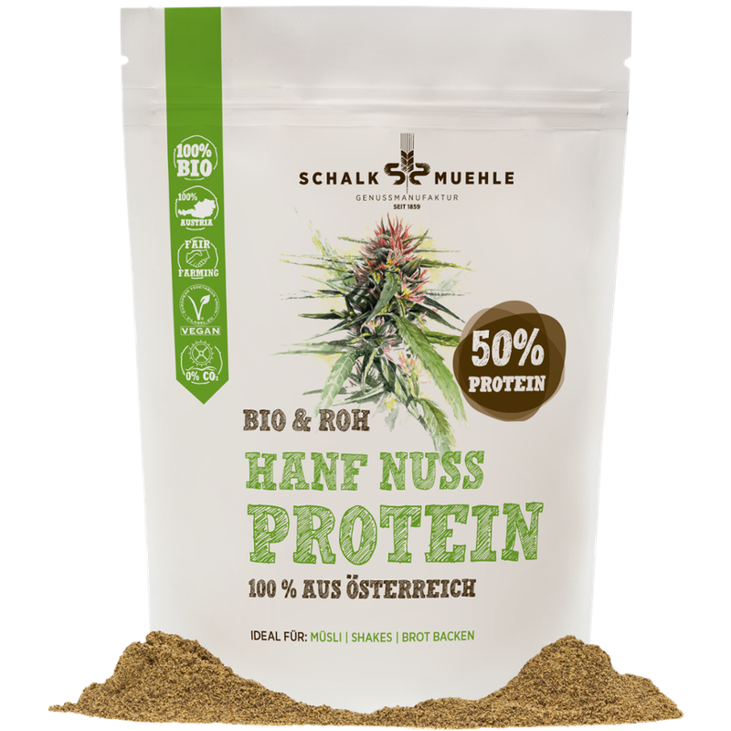 Schalk Mühle 350 g Bio Hanf Protein Pulver roh mit 50% Eiweiß - Produktbild