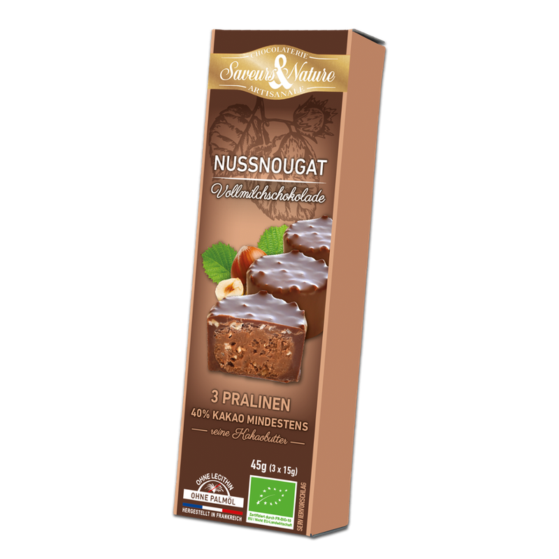 Saveurs & Nature Nuss Nougat Pralinen, mit Vollmilchschokolade überzogen - Produktbild