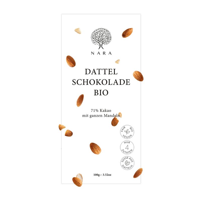 Nara Dattel Schokolade Bio 71% mit ganzen Mandeln - Produktbild